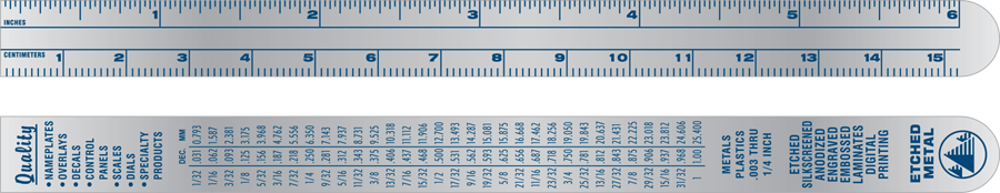 Promotional Mini Etched Metal Ruler