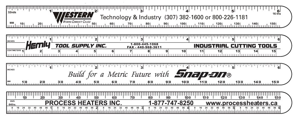 Made in the USA - 6 Scale, Ruler, Rule, Stainless Steel, Semi